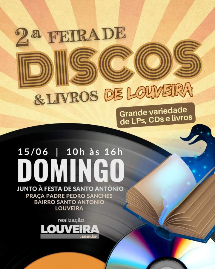 Segunda edição da Feira de Discos e Livros de Louveira acontece durante a tradicional Festa de Santo Antônio